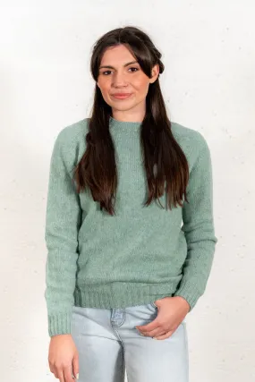 Womens Seamless Saddle Shoulder Shetland Jumper - Soft Green