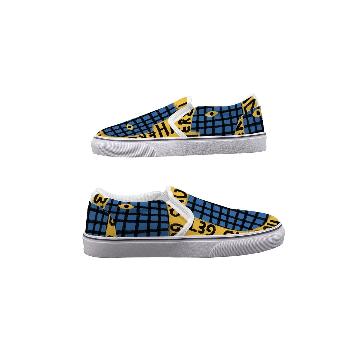 Women's Slip On Sneakers blue/yellow print