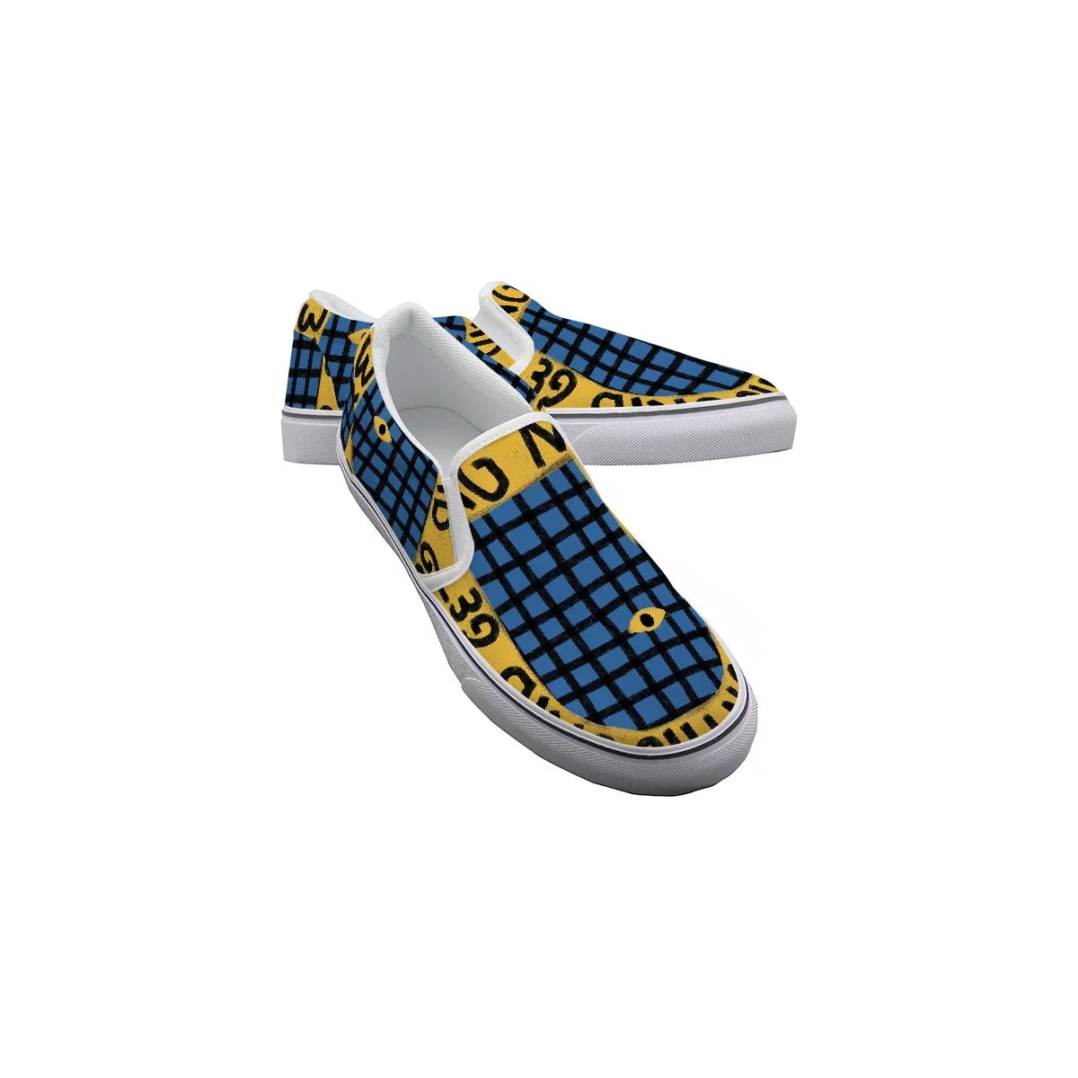 Women's Slip On Sneakers blue/yellow print