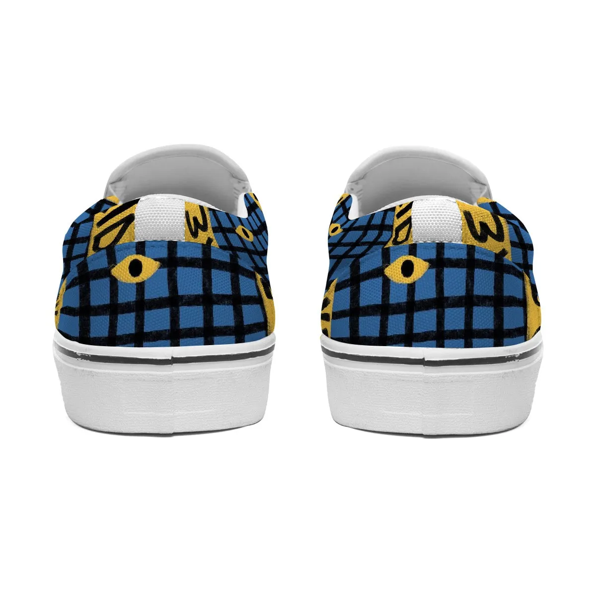 Women's Slip On Sneakers blue/yellow print