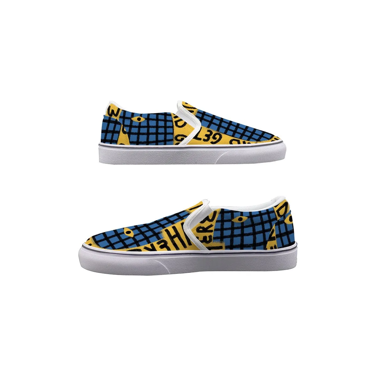 Women's Slip On Sneakers blue/yellow print