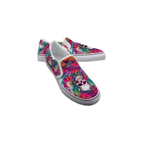 Women's Slip On Sneakers summer vibes skull print