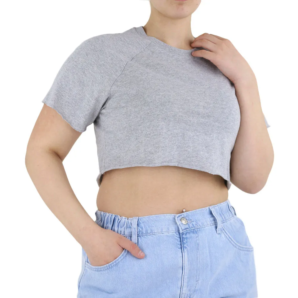 Women's Washed Crop Top,Light Grey