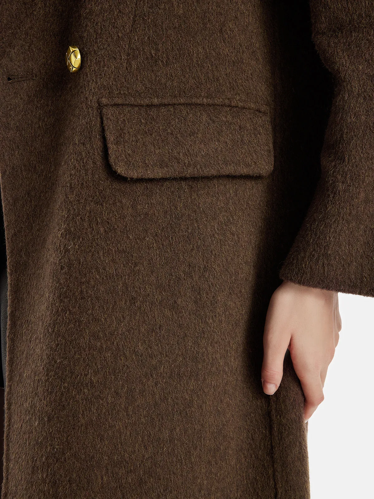 Wool Wide Lapel Long Coat