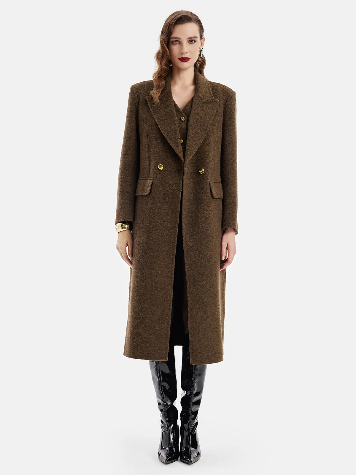 Wool Wide Lapel Long Coat