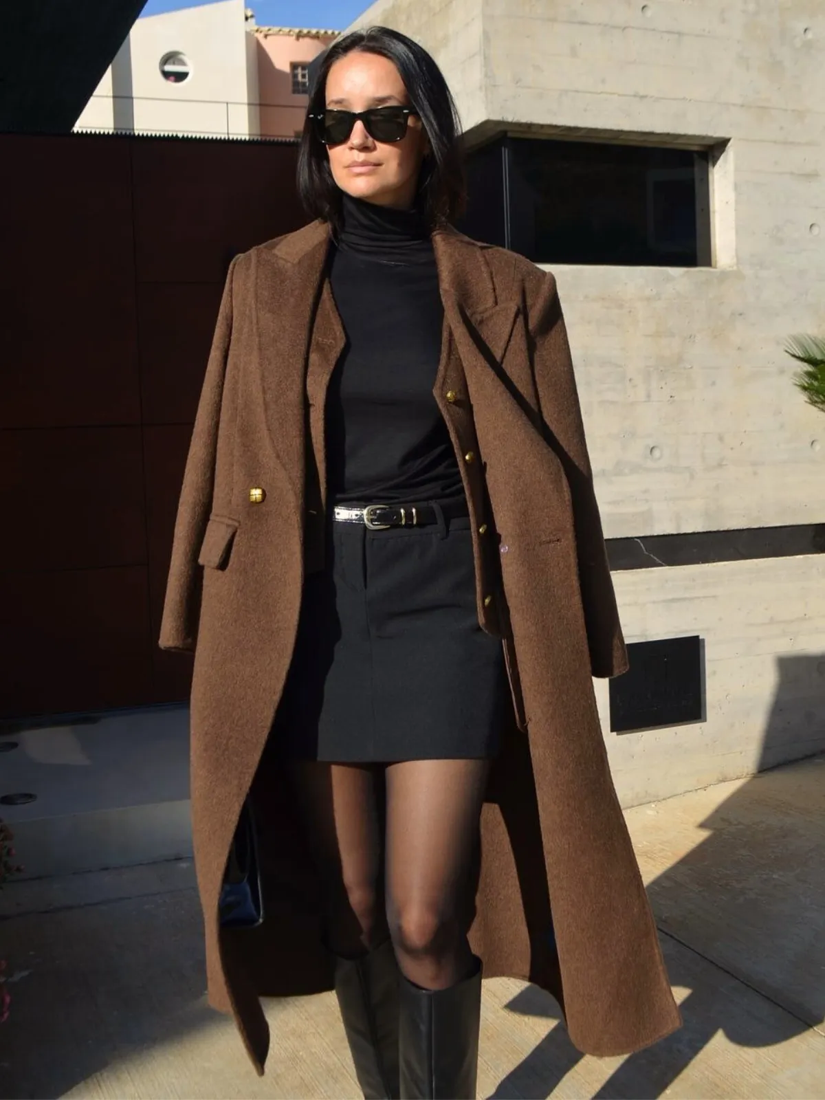 Wool Wide Lapel Long Coat