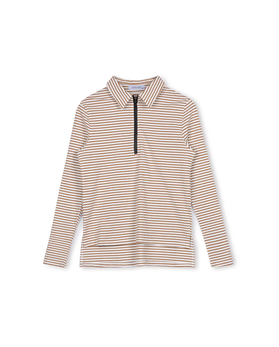 Zipper Detailed Striped Top