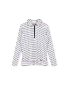 Zipper Detailed Striped Top