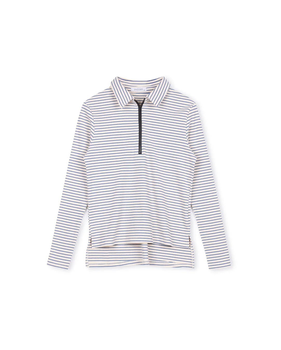 Zipper Detailed Striped Top